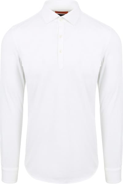 Suitable Camicia Poloshirt Wit - Maat L - Heren - Longsleeve polo - Polo shirt Heren met Lange mouwen