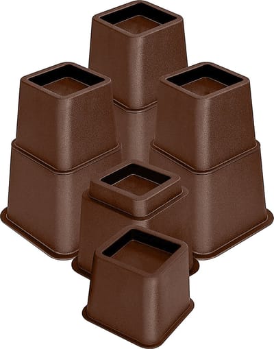 Meubelverhogers - Set van 8 hoogwaardige verstelbare 8, 13 en 21 cm meubelverhogers - 4 hoog en 4 kort - Bruin - sterke ruimtebesparende verhoger - bedverhoger, tafelverhoger, stoelverhoger, bankverhoger Verstelbaar: 8, 13 en 21 cm