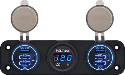 ProRide 12V USB Autolader 6 Poorten - QC3.0 - P19171 - Drievoudig inbouw met Voltmeter