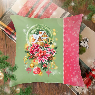 Borduurpakket kerst sneeuwbol - Magic Needle met telpatroon.