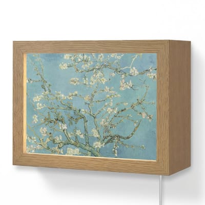 Wandlamp 20x15 cm - Oplaadbaar - Van Gogh - Amandelbloesem - Oude meesters - Kunst - Vintage - Wandlampen binnen woonkamer - Slaapkamer lamp met kabel - Decoratieve nachtlamp - Vloerlamp snoer