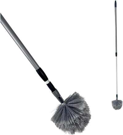 Stoffer met steel - Plumeau - Hoge plekken reinigen - Uitschuifbaar handvat - 175 cm - Grijs