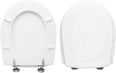 Toiletbril Hout - Toiletdeksel WC bril - Badkamer Vernieuwen - Bevestiging van Onderen - 35-37 cm breed - Vuilwit