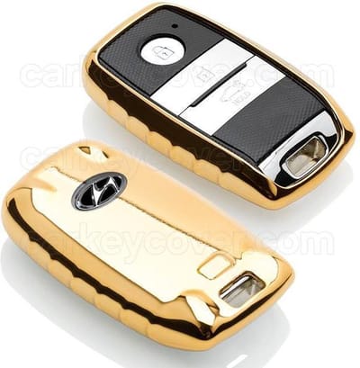 Autosleutel Hoesje geschikt voor Hyundai - SleutelCover - TPU Autosleutel Cover - Sleutelhoesje Hoogglans Goud