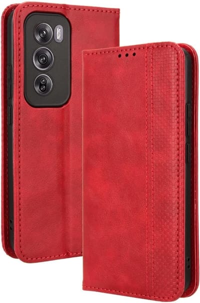 Geschikt voor Oppo Reno 12 Pro 5G - Hoogwaardig Leer - Portemonnee met TPU-binnenkant - Schokbestendig - Standfunctie - Book Case Hoesje - Rood