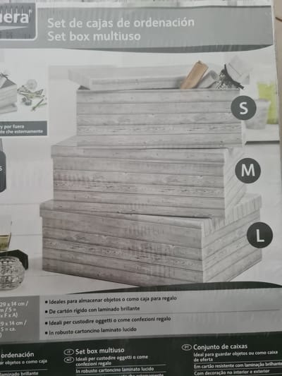 Melinera 3 Opbergboxen Grijs houtlook