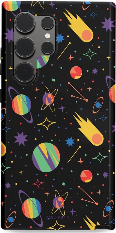 Casetastic Hoesje Geschikt voor Samsung S24 Ultra - Stijlvolle Beschermende Duo-layer Case - Planeten en meteoren