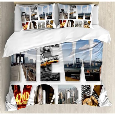 New York Beddengoedset Voor Slaapkamer Bed Thuis New York City Collage Met Verschillende Dekbedovertrek Dekbedovertrek En Kussensloop 140x200cm 3pcs