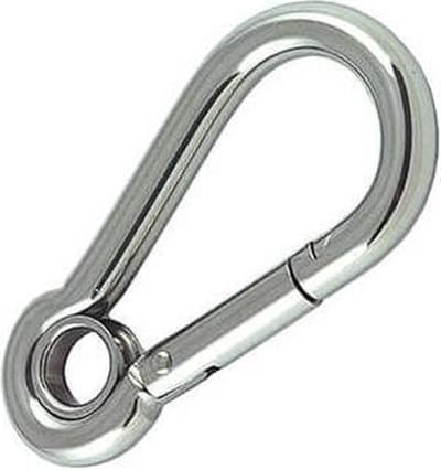 Karabijnhaak / carabiner 8x80mm - Met oog
