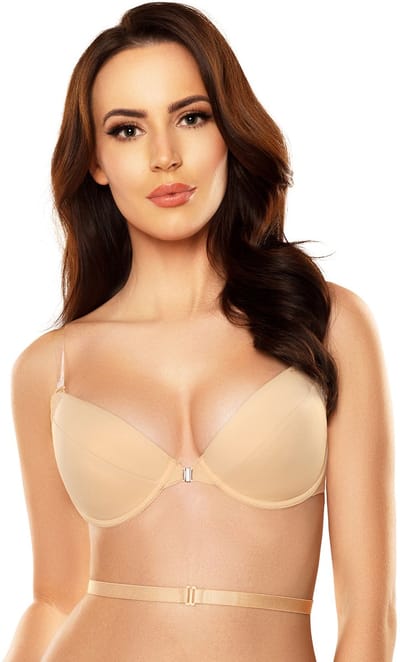 Vivisence dames push-up bh 1040 beugelloze inzetcup met voorsluiting, beige, 70b