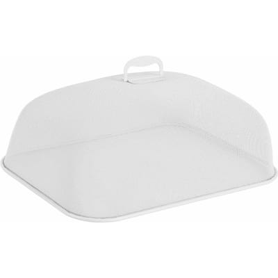 Voedselhoes Dicht Gaasontwerp 180 Graden Draaibaar Eenvoudig IJzeren Voedingsscherm met Handvat voor Eetkamer Thuis White Rectangle Large white