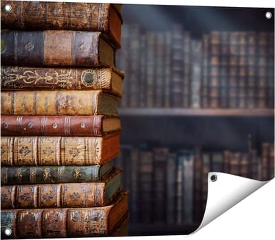 Gards Tuinposter Oude Historische Boeken - Retro - 80x60 cm - Tuindoek - Tuindecoratie - Wanddecoratie buiten - Tuinschilderij