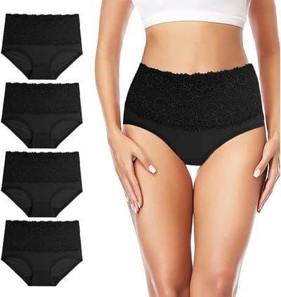 Hoge Taille Katoenen Onderbroeken voor Vrouwen - 4 Stuks Comfortabele Full Briefs met Licht Tummy Control en Rekbare Zachte Pasvorm