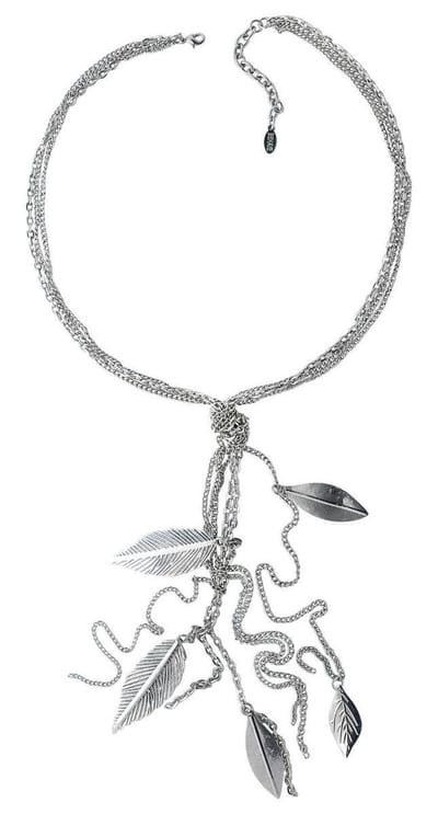 Behave - Statement ketting - Nature stijl - Zilverkleur bladeren - 52 cm