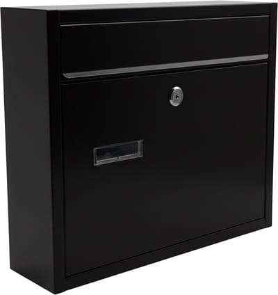Brievenbus met slot - 31 x 36 x 10 cm - metaal - zwart