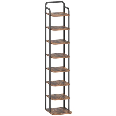 Schoenenrek – Voor Hal en Kast – Verticale Schoenenkast voor Kleine Ruimtes, Vrijstaand Opbergmeubel – Houtlook Roestbruin