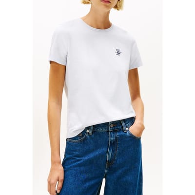 Tommy Hilfiger Logo Embroidery Jersey Crew Neck T-shirt Morning Sky Blue Taglia: XS | Maglie Sportivi Outlet | Donna | Blu