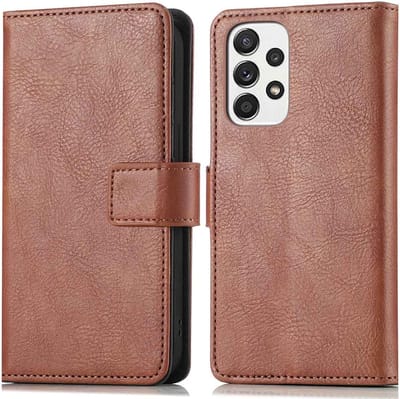 LuxeBass Hoesje geschikt voor Samsung Galaxy A53 5G - Boekhoesje - Bruin - Portemonneehoesje gsm hoesje - telefoonhoes - telefoonhoesjes