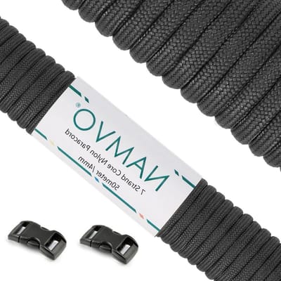 MK Stoer - 550 Paracord - Survival - Zwart - Tent Gids Touw 7 Strengen Outdoor Camping - Mil Spec Type III - Sleutelhangers - Geschikt voor Crafting