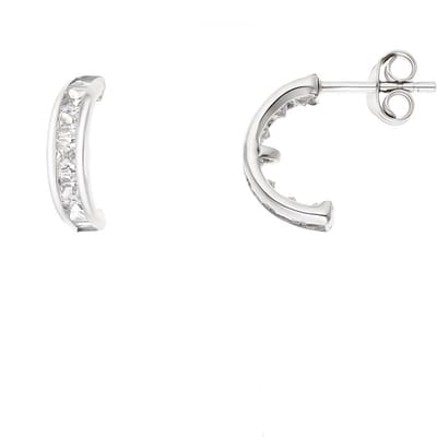 Halve Creolen Sieraden Zirkoniumoxiden en Silver 925 - Cream