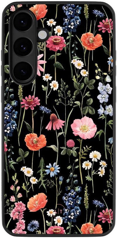 Leuke Telefoonhoesjes - Hoesje geschikt voor Samsung Galaxy S25 FE - Dark flowers - Backcover zwart - Bloemen - Multi