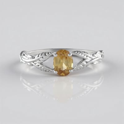 Cavill - Zilveren ring met mandarijn zirkoon 1,188 ct - 925 Sterling zilver platina plated - Ovaal briljant - Elegante damesring 17-19