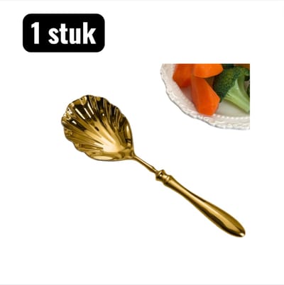 1 stuk - Lepel - Koffielepels - Schelpen Lepel - 304 RVS Serveerlepel met Kalebas Handvat - Voor Soep, Salade Opscheppen - Restaurant Kwaliteit & Huishoudelijk Keukengerei - Goud