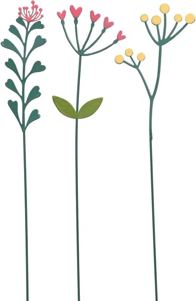 Tuinstekers Metaal - Bloemen Decoratie - Tuin Aankleden - Set van 3 - Hoogte 35cm - Kleurrijk