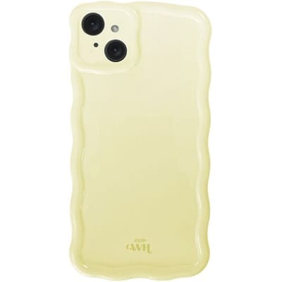 xoxo Wildhearts Glossy Wavy Case Buttercup telefoonhoesje - Geschikt voor iPhone 15 - Golvend hoesje - Glimmende silicone case met golven - Vlekbestendig - Camerabescherming - Beige