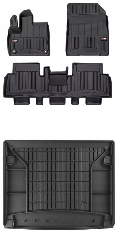 Frogum ProLine Luxe Voordeelset - Automatenset + Kofferbakmat - Geschikt voor Fiat E-Doblo (vanaf 2022) - Achterbank 2/3 + 1/3 - Premium TPE - Zwart