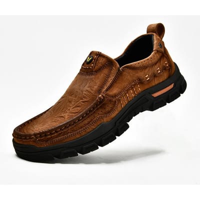 Lente en Herfst Herenschoenen Lage Top Outdoor Heren Casual Leren Schoenen Grote Neus Leren Schoenen Antislip Werkschoenen Zachtzool Leren Schoenen 44 black
