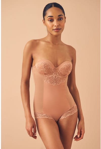 Next - Dames - nude - Kanten body met cups en sterke buikcorrectie - Huidkleur