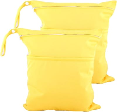 Kleurrijke dubbele wetbag voor luiers, set van 2, 30 x 36 cm, wasbare luiertas, organizer voor natte en droge luiers, ideaal voor reizen en thuisgebruik