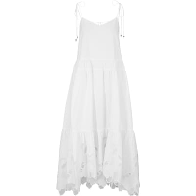 Boss Dames/Dames Broderie Maxi Dress (Witte afdrukken)
