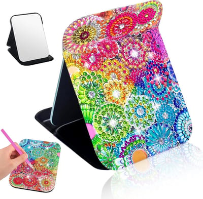 DIY 5D Diamant Schilderen Spiegel Set, Persoonlijke Reismirror, Creatieve Knutselset voor Meisjes, Perfecte Cadeau Ideeën voor Kinderen en Volwassenen