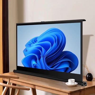 Draagbaar Projectiescherm - Oprolbaar Scherm Bureau - Thuisbioscoop Presentaties - Snelle Installatie Diffuse Reflectie - 30 Inch 4:3 16:9 - Wit