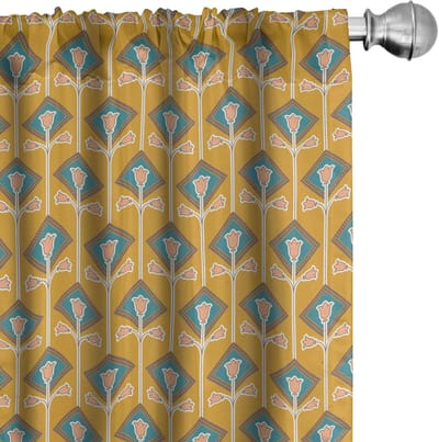 ABAKUHAUS Bloemen gordijnen – Tulpen in ruitvorm – 2x75x175 cm – microvezel – halfdonker