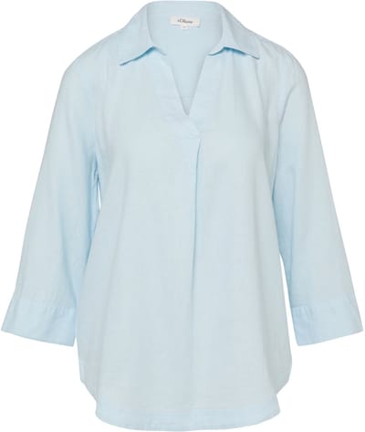 Linnen gemengde blouse met 3/4 mouwen en kraag voor dames s.Oliver