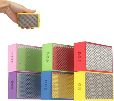 6 Stuks Diamant Schuurpads voor Polijsten van Porselein, Tegels, Keramiek en Glas - Granulaties 60, 100, 200, 400, 600, 1000