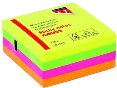 Memoblok Quantore 76x76mm neon kleuren assorti 4 kleuren | 60 stuks