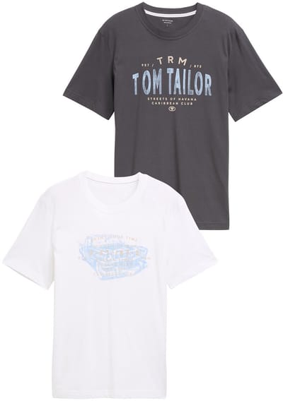Tom Tailor - T-shirts in 2-pack - Maat S - Tarmac Grey