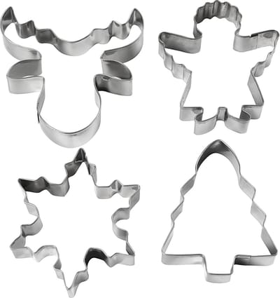 Uitsteekvormen, kerstboom, engel, rendier, sneeuwvlok, H: 8 cm, 4 stuk