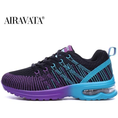 Dames Casual Schoenen Kleurrijke Air Cushion Sneakers Ademende Schoenen Tennisschoenen Maat 35-42 41 paars/zwart