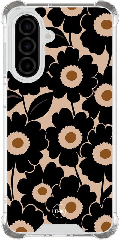 Shockproof hoesje geschikt voor Samsung Galaxy A26 - Bloom luxe - Schokbestendig - Verhoogde randen - TPU case - Extra Sterke Back Cover - Bloemen - Transparant, Zwart