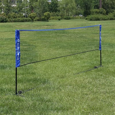 Badmintonnet, tennisnet, in hoogte verstelbaar, set bestaande uit net, stevig ijzeren frame en transporttas SYQ400