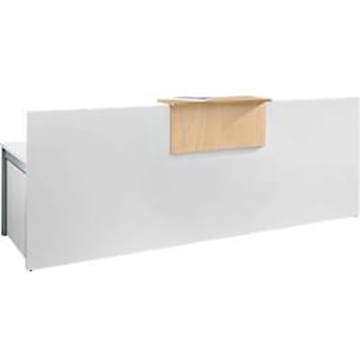 Receptiebalie Come-In - 1 houten blad - recht - breedte 2400mm - wit/ahorndecor