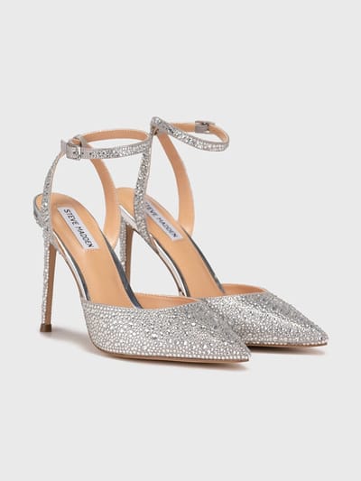 Steve Madden Revert - S shoes in zilver met strass stenen - pumps - hakken - 10.5 cm hoog - maat 38.5