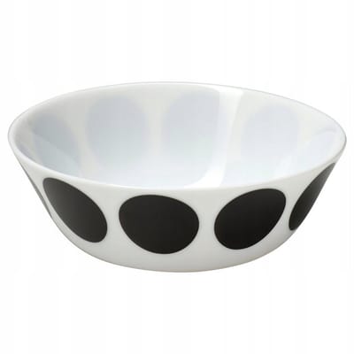 OFTAST Kom Kom, Wit Zwart Stippen, 15 cm