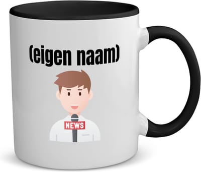 Akyol - journalist met eigen naam koffiemok - theemok - zwart - Journalist - mensen die werken als journalist - collega's - verjaardag - afscheidscadeau - geschenk - kado - 350 ML inhoud