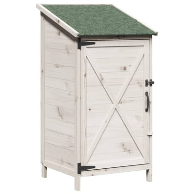 vidaXL - Tuin - Shed - Wit - 59,5 - x - 56 - x - 113,5 - cm - Massief - Vurenhout